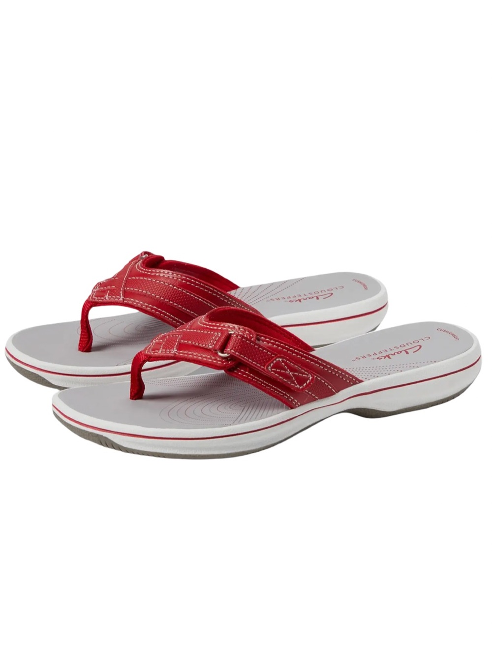 New Clarks Red Women's Breeze Sea Slip On Sandals  Size 11